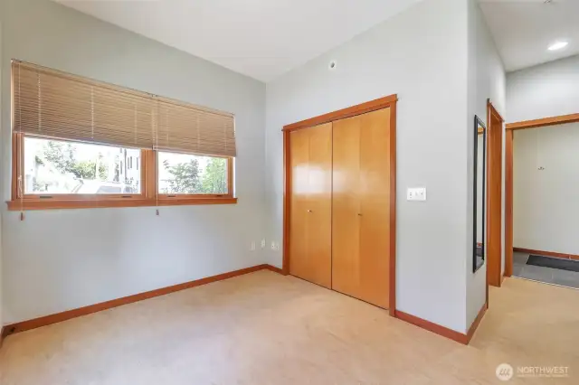 The 2nd bedroom is designed to offer comfort and privacy to guests, allowing them a dedicated place to rest and relax during their stay. Access to the 3/4 bath is just as you walk into the short hallway from the entry.