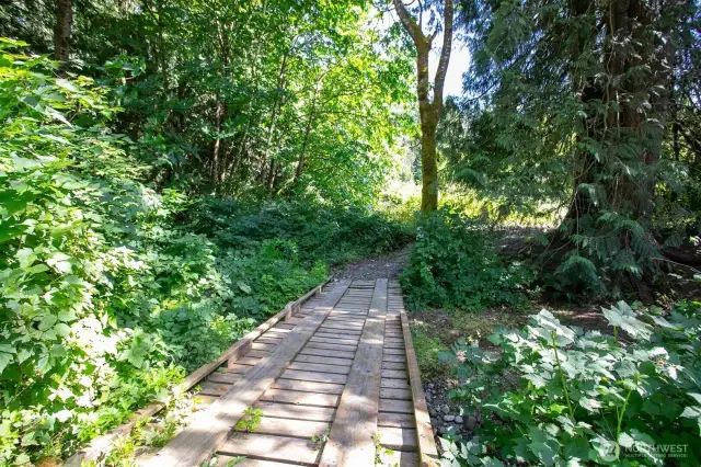 This handy bridge leads to the garden area
