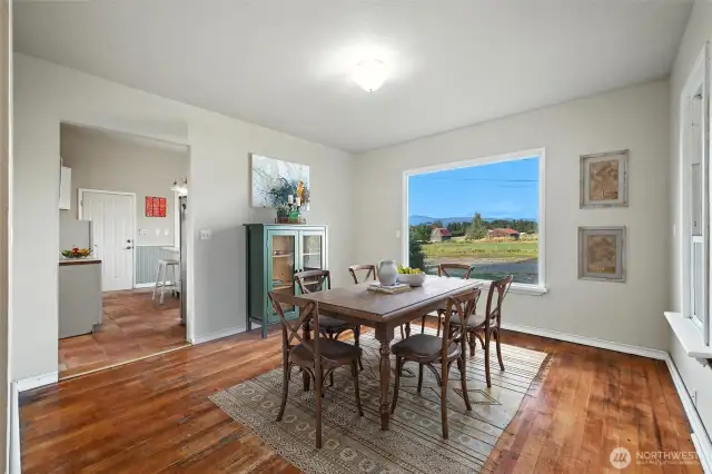 Virtually staged dining room.