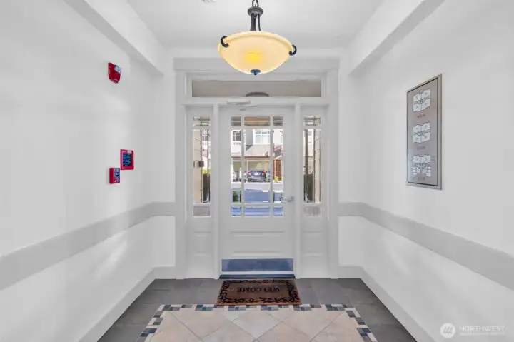 Secure lobby entrance.