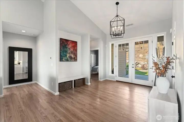 Entryway with French Doors.