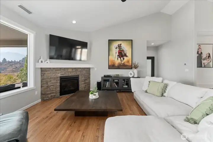 View of Living Room with fireplace.