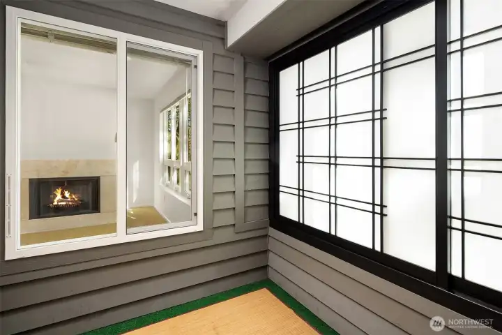 Another view from inside enclosed porch. Perfect for office or exercise space.
