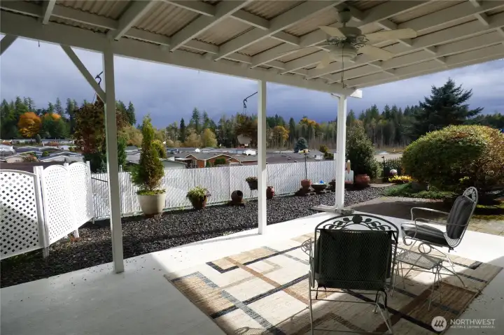 Sit out and watch the park scenery. Low maintenance yard.