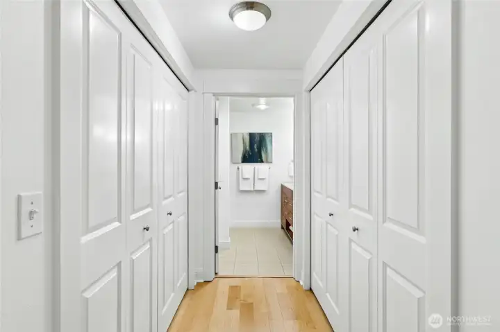 Dual closets are part of the primary suite