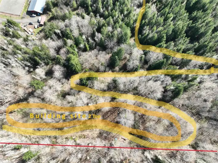 Upper road and building area.