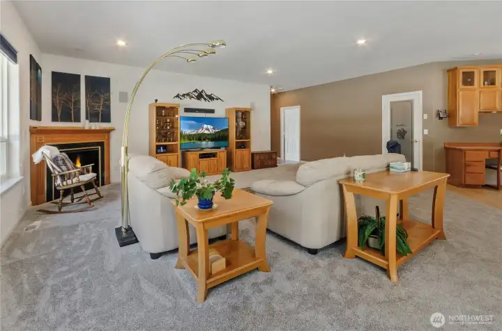 Gas fireplace keeps ambiance cozy