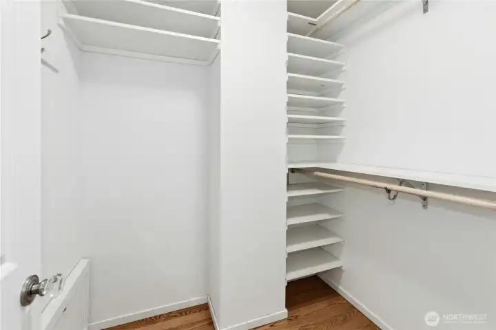 Large walk-in closet on second bedroom upstairs has plenty of storage space!