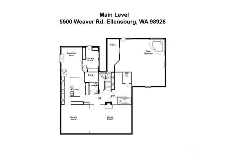 Main level mapped out of 5500 Weaver Rd, Ellensburg
