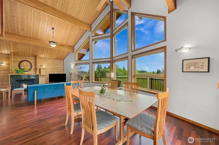 The dining area can accommodate a very large table.