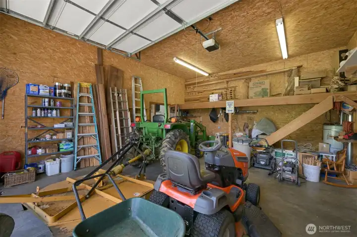 Tractor bay with storage.