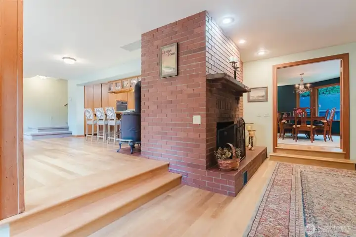 A wood fireplace for chilly winter evenings.