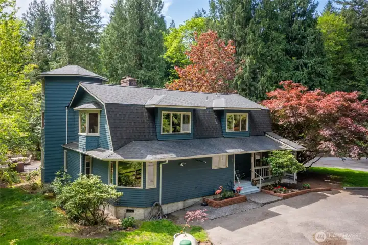The home has beautiful architecture at every angle.