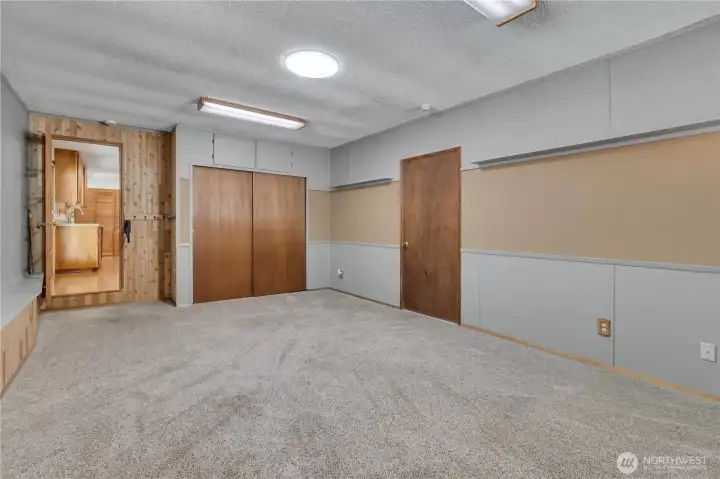 Family room with closet for extra storage