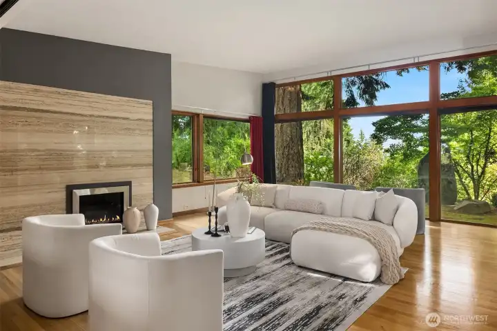 Stones and moss gardens surround the home.