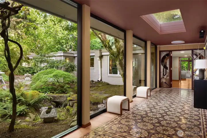 Back in the hallway and courtyard.