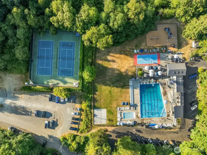 Tennis or pickleball courts and swimming club