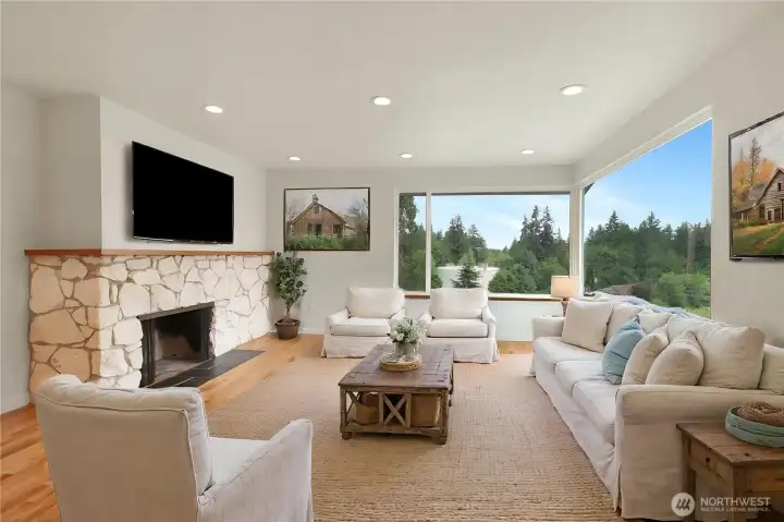 Living room, virtually staged