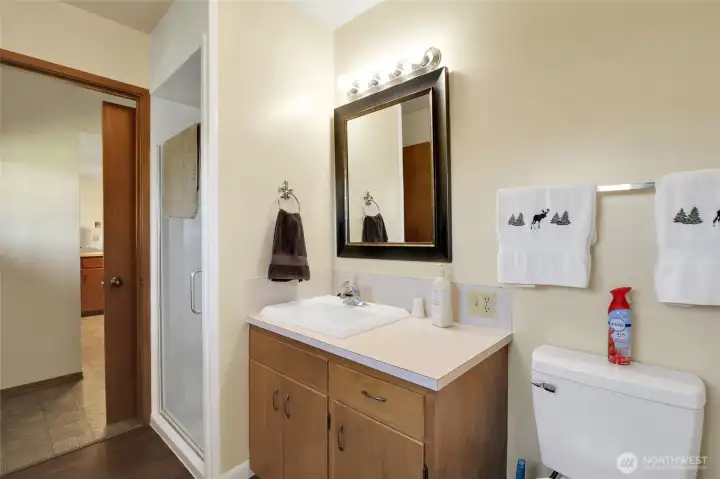 Second bathroom with walk in shower. Second bathroom with walk in shower.