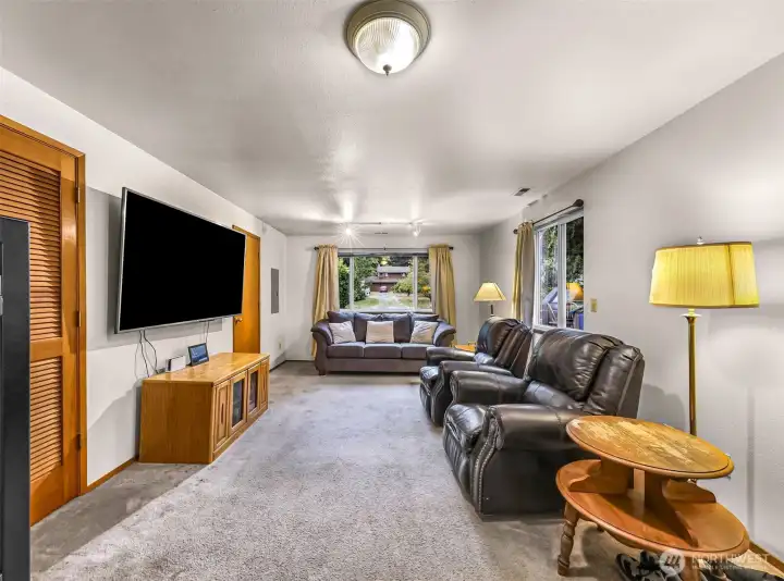 Expansive family room with storage Expansive family room with storage