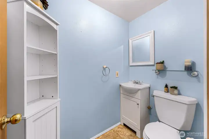 Half bathroom off of family/flex room Half bathroom off of family/flex room
