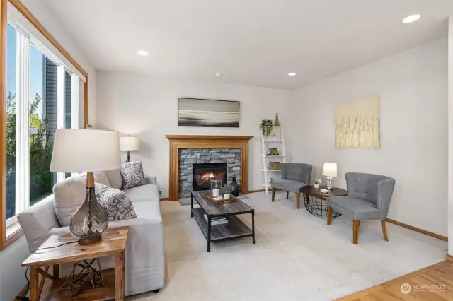 Great open-concept family room w/cozy gas fireplace