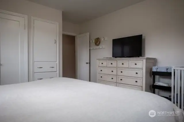 bedrooms have built in storage and closets