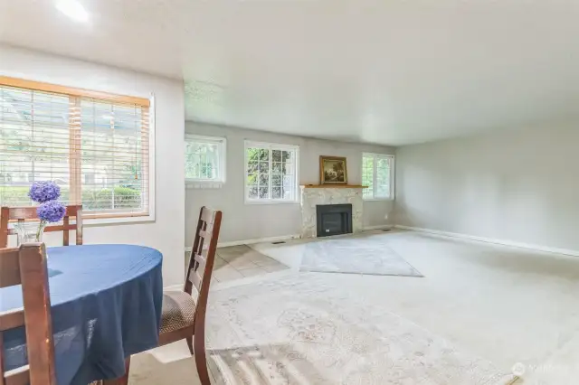 Informal dining looking into living room