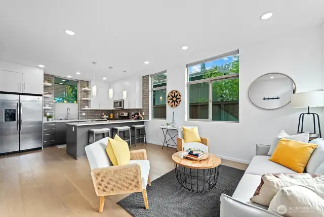 Walk in through the front door, plenty of light even on a cloudy day.