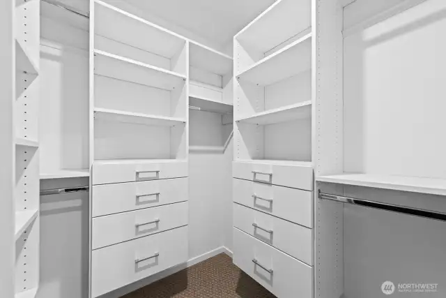 Here is the 2nd closet in the primary with custom shelving.