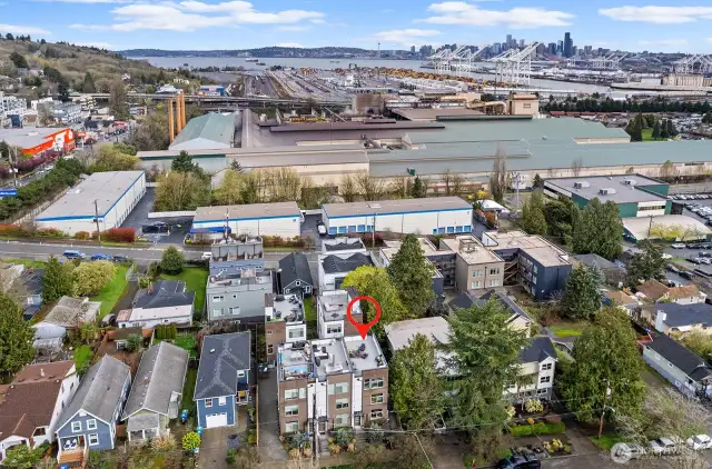 Drone view of the neighborhood.