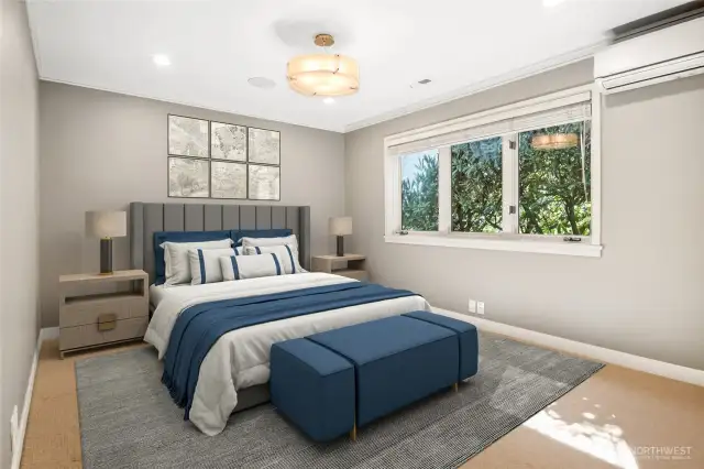 The bedroom offers seamless access to the adjoining bathroom, creating a convenient and private retreat.