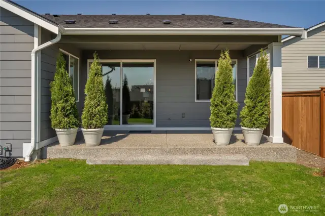 19' covered patio — perfect for BBQs, lounging, or evening relaxation, rain or shine