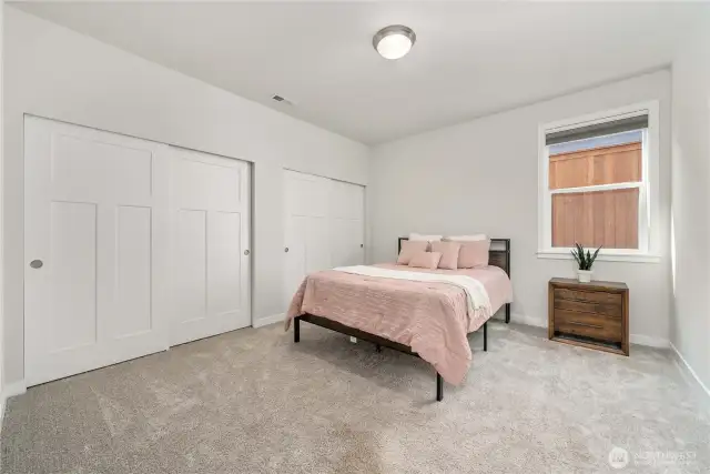 Bedroom no. 3 is just as spacious as the other beds and has TWO closets!