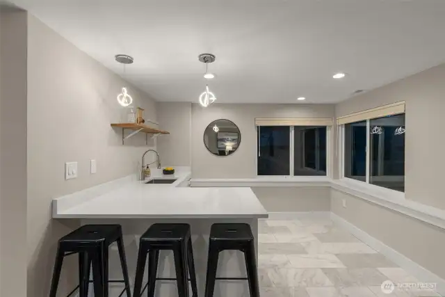 Wet bar in the daylight basement. MIL Suite?