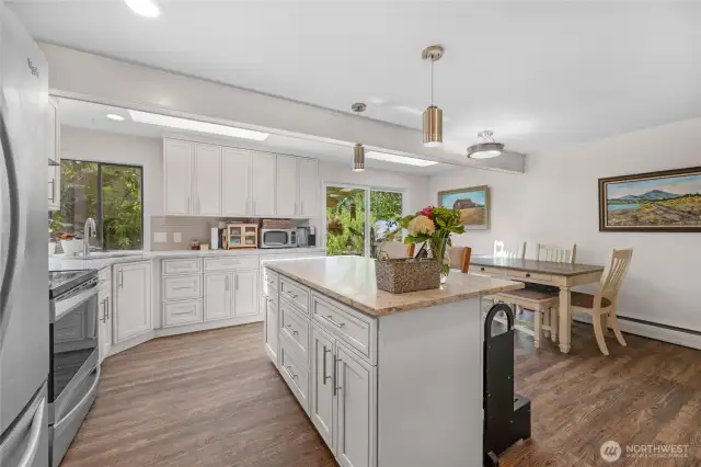 Updated and thoughtfully laid out kitchen.