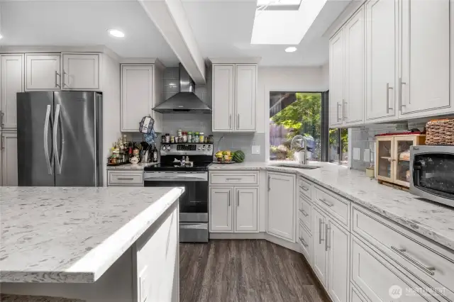 Tons of storage in kitchen.  Plumbed for dishwasher and easy to install