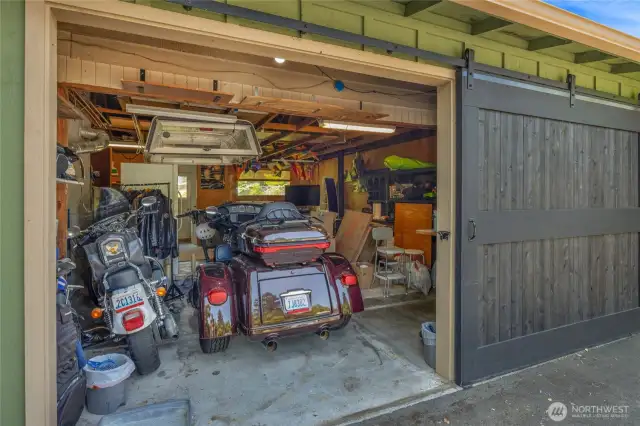 Garage door opened - Fits a car.