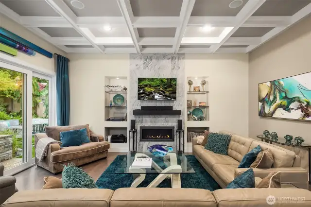 The greatroom blends craftsman detailing with modern conveniences.