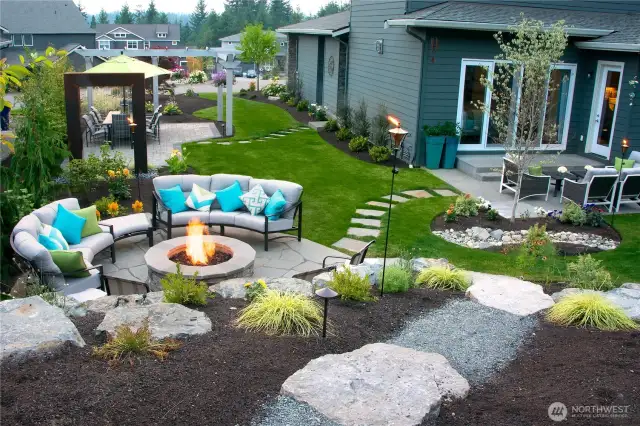 The ample side yard lends a feeling of spaciousness to the home.