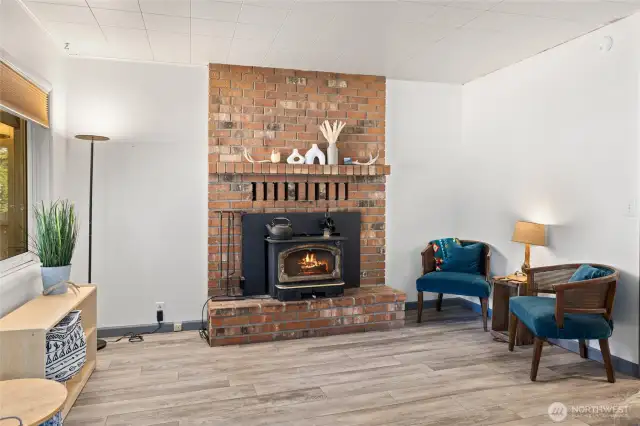 Wood burning fireplace