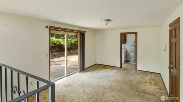 Family Room and Utility Room with half bath