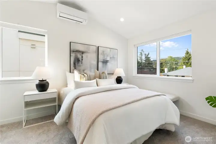 Primary bedroom with mini split cooling