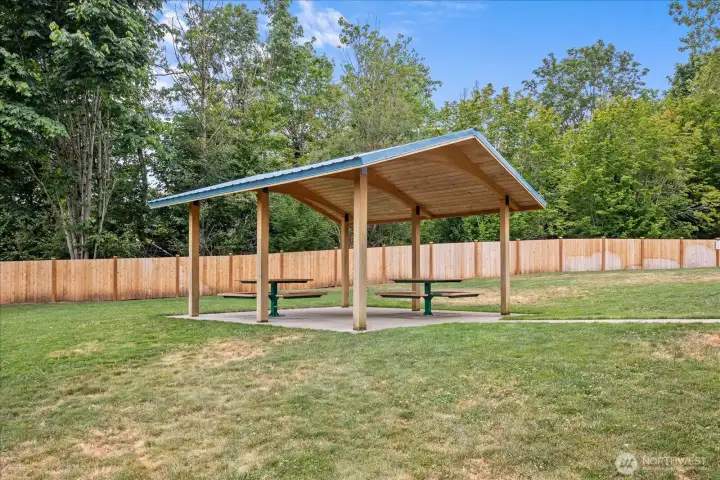 Neighborhood covered seating area.