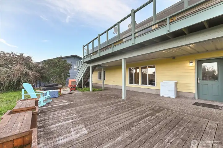 Covered patio and lower deck.