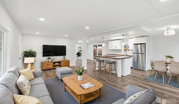 Huge living room with new picture windows