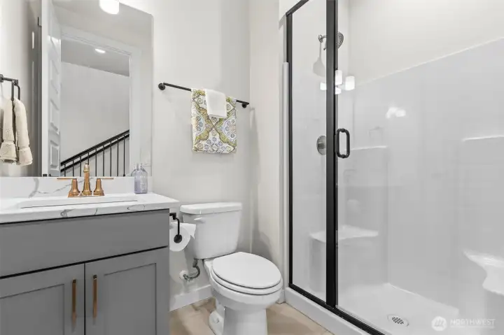 Main floor bathroom right off the entryway