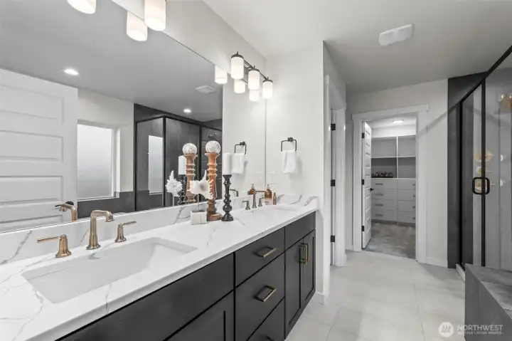 Double vanity and designer finishes.