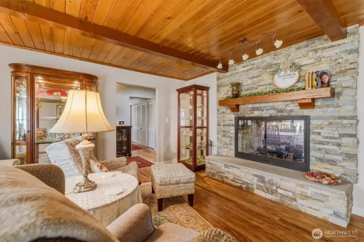 Living Room with Gas Fireplace.