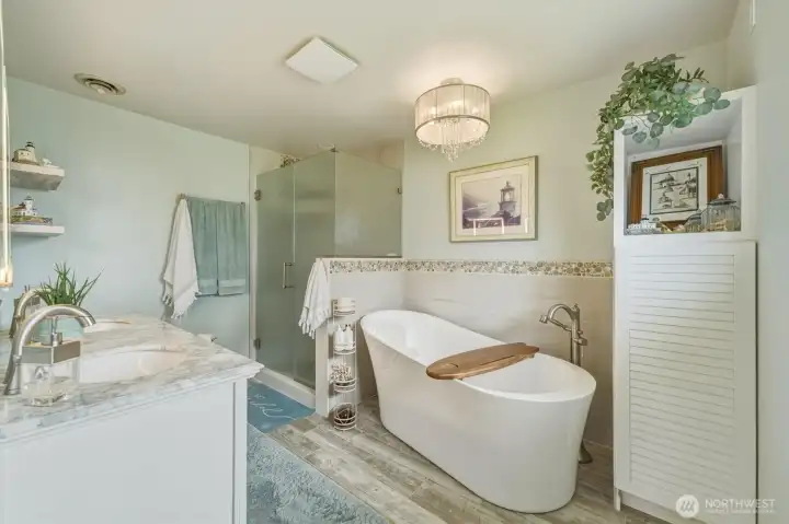 Primary Bathroom with Garden Soaking Tub.